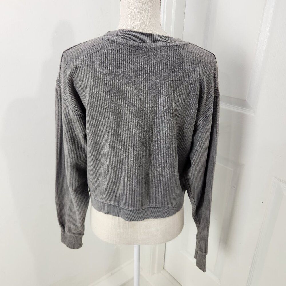 OSU Cowboys Sweatshirt Womens M Gray Ribbed Knit Cropped League Unwind Football - Picture 14 of 15